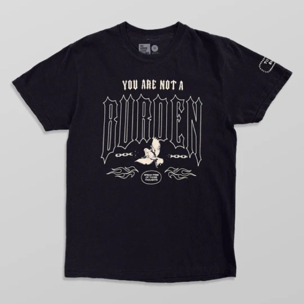 Black Graphic Tee with Bold Design - Short Sleeve